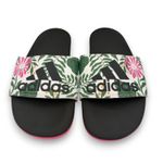 Adidas  NWOB Black Slides Sandals Women's Size 6 Pink Green Tropical Print Photo 1