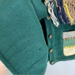 Vintage Vest Suede‎ Woven Green Leather Women Size Large Southwestern Fringe Photo 1