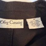 Oleg Cassini Women Black Linen Band Collar Military Style Jacket Size 14 Grunge Photo 6