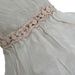 Elena Baldi Italy‎ 100% Silk Peasant Top Crochet Trim Bell Sleeve Blouse Size Lg Tan Photo 6