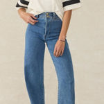 Faherty  Sunwashed Slub Varsity Tee Organic Cotton V Neck Size M Navy Stripes Photo 0