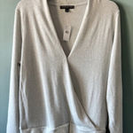 Banana Republic L Silver Sweater Metallic Glitter Long Sleeve V Neck Holiday NWT Photo 0