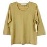 Laura Ashley  | Sweater Womens Large Metallic Gold 3/4 Sleeve Scoop Neck NWT Photo 0