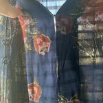 Revolve ASTR The Label long sleeve boho ruffle hem navy floral romper, size M Photo 4