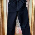 RE/DONE NWT  noir with rip 70s stove pipe high rise jeans size 26 Photo 3