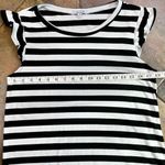 White Birch  Black White Strip Sleeveless Ruffle Tank Medium Photo 4