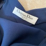 Christian Dior Boutuque Paris Vintage Navy Blue Chevron Criss Cross Dress Photo 7