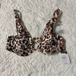 TIME and Tru Leopard Animal Print Underwire Bralette Bikini Swim Top Brown Photo 3