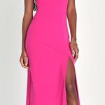 Lulus Keep It Interesting Hot Pink Asymmetrical Halter Maxi Dress Size XS NWT Photo 0