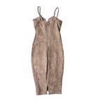 Suede look bodycon midi dress taupe size small Brown Photo 2