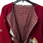 Vintage Women's Size 3X Ugly Christmas Fleece Cardigan Sweater Pockets Red Photo 7