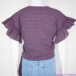 Madewell NEW  Flutter-Sleeve Side-Tie‎ Wrap Top in Plaid, S Photo 4