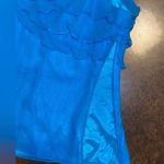 Maggy London  Short Sleeve 100% Silk Ruffled V-Neck Blouse in Aqua - size 16 Photo 3