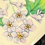 Vintage Avon Ceramic Porcelain Heart Shaped Pin Brooch Purple Flowers GUC Photo 1