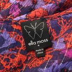 Ella Moss  Silk Floral Purple Red Gold Metallic Stripe Sheer Tie Neck Blouse sz M Photo 8