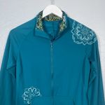 Rei Co-op REI Women S Blue Zip Up Jacket Embroidered Floral Pockets Athleisure Hiking Photo 3