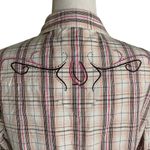 Cowgirl Hardware Snap Front Western Shirt M White Plaid Embroidered Rhinestones Size M Photo 4