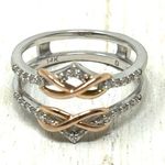 14K white gold, rose gold, diamond ring enhancer/open work ring, *size 6, 3.8g Multiple Photo 9