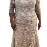 La Femme dress floral column gown woman’s champagne dress NEW Photo 0