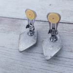 Vintage Clip On Earrings Dark Grey/Black Diamond Shape Photo 8