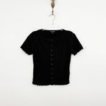 J.Crew Pointelle Short-Sleeve Knit Cardigan Black Photo 1