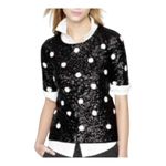 J.Crew Sequin Polka‎ Dot Top Short Sleeve Black White Party Women Size Small Photo 2