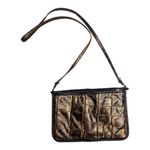 Vtg 1990s Black Metallic Bronze Croc Embossed Leather Top Flap Shoulder Bag Photo 1