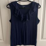 CHAPS navy ruffle tank blouse size large Photo 1