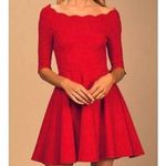 Lulus NWT Tip the Scallops Red Scalloped Skater Dress size large Photo 0