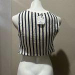 ZARA Women's Nautical Striped Knot Crop Top Blue Sleeveless Size S Photo 3