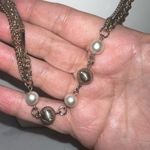 MCM Vintage  Silver Tone with Faux Pearl Long Chain Necklace (shown double) Photo 3
