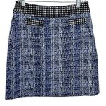 CAbi  Rena‎ 21 Club Blue Matrix Tweed Skirt Black Accent Stretch Houndstooth SZ 4 Photo 0