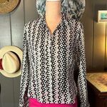 Apostrophe  Diamond Print Blouse mock neck scarf Med Photo 0