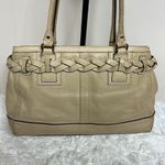 Coach Hampton F13087 Tan Pebbled Leather Satchel Handbag Purse Bag Braided Tasse Photo 2