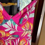 SheIn NWT Pink and Yellow Palm Leaf Patterned Smocked Jumpsuit SAMPLE Size Small Photo 3