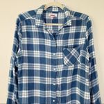 Bongo Women’s Size Large Blue Plaid Button Down Shirt Photo 1
