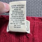 Lands' End  Medium Deep Red Cotton Cable Knit Fisherman Cardigan Sweater‎ Photo 2