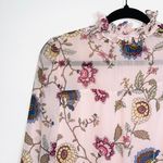 Vince Camuto Light Pink Floral Print Smock High Neck Blouse Photo 3