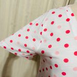 Lucky Brand  Women Polka Dot V Neck Tee Shirt White Pink Size Medium Photo 2