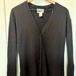 Rachel Zoe Black V-Neck Sweater Long Sleeve Button Down Cardigan 100% Wool M Photo 1