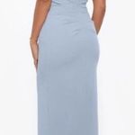 XScape NWT Camila Long Off The Shoulder Scuba Crepe Dress Ruched Blue Size 14 Photo 1
