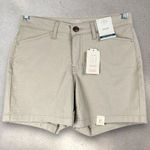 st. john's bay St. John’s Bay Mid Rise Chino Shorts Women’s 2 Khaki 5” Inseam Cotton Blend NWT Photo 0