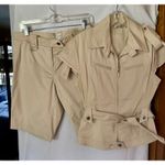 Cache 2 pc Top Vest City Walking Bermuda Safari Short Beige Red Stitching $206 Photo 15