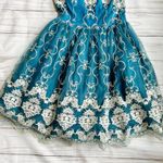 Chi Chi London Reign or Shine Teal Metallic Lace Sleeveless Midi Prom Dress NWT Photo 5