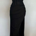 Sherri Hill  55554 Corset Ruched Satin Strapless Dress Sz 0 USED Photo 0