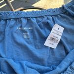 American Eagle  Button Front Short Puff Sleeve Top in Blue Size XS NWT Photo 3