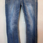 Maurice's  Straight Leg Distressed Jeans With Embroidery Size 7/8R‎ Photo 0