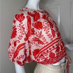 Farm Rio Red and White Floral Crop Top Photo 7