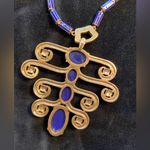 Stella & Dot  Blue Enamel and gold tone‎ Pendant necklace. Statement piece! Photo 2