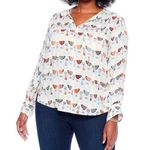 Nic+Zoe  Relaxed-fit Perk Up Coffee Cup Print Blouse, Size XL New w/Tag Retail Photo 0